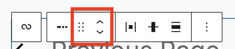 Block moving tools in the Pagination block